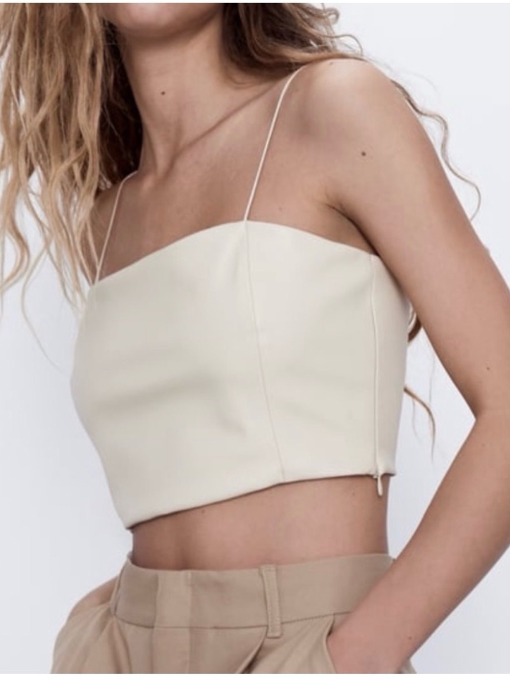 Zara Faux Leather Crop Top small / black